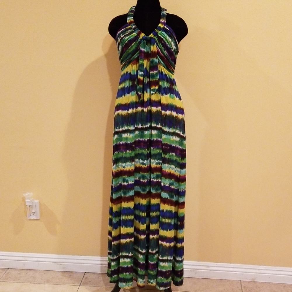 Calvin Klein Multi Color Striped Maxi Dress Size 4
